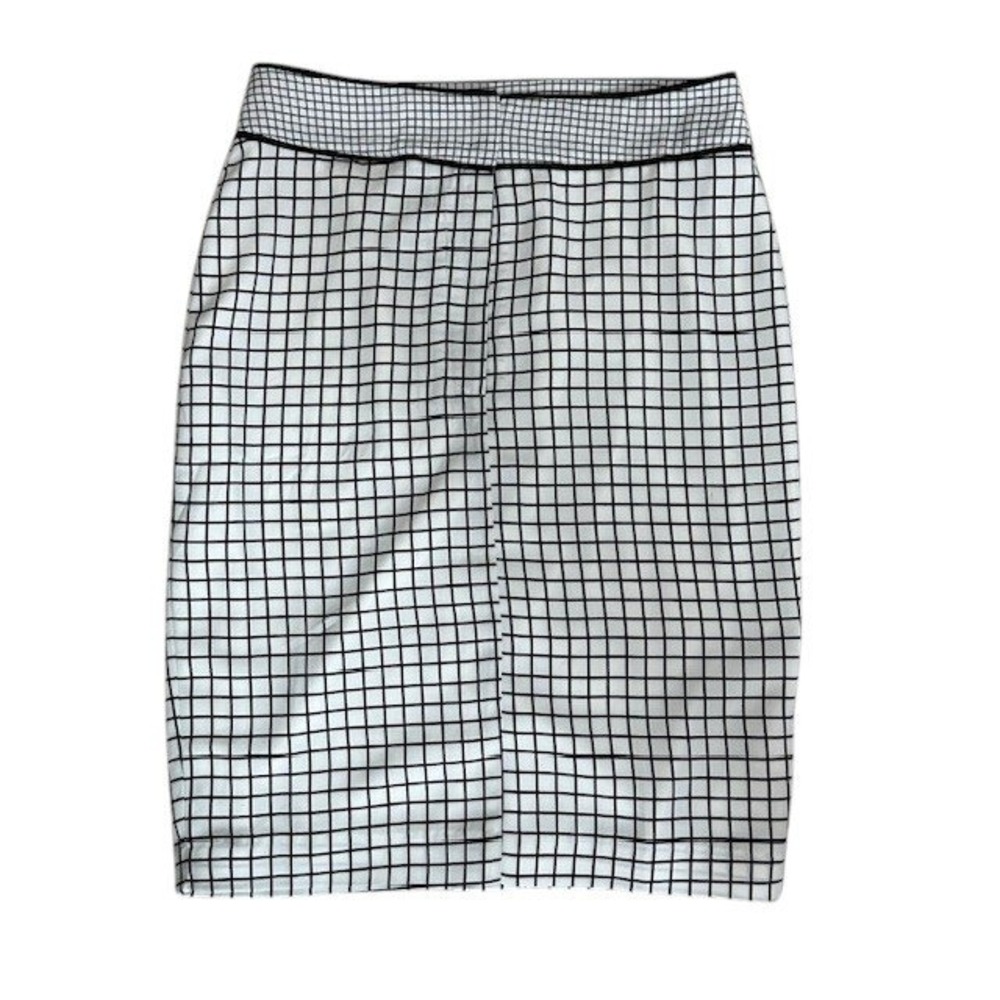 Downeast Pencil Skirt White Grid Pattern Career Wear Business‎ Casual Size Med